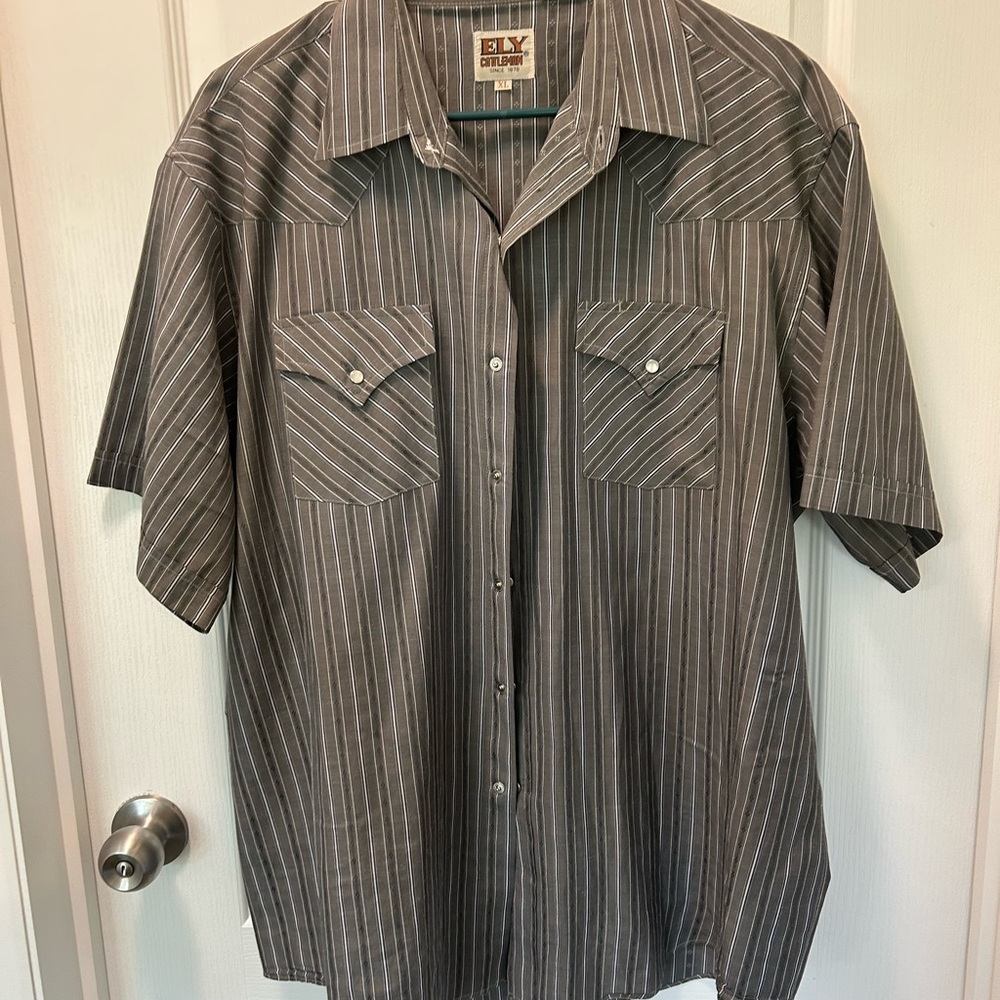 ELY Cattleman Gray Striped Men's Shirt